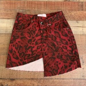Nghtbrd red and black river leopard print asymmetrical wrapped mini skirt - 25